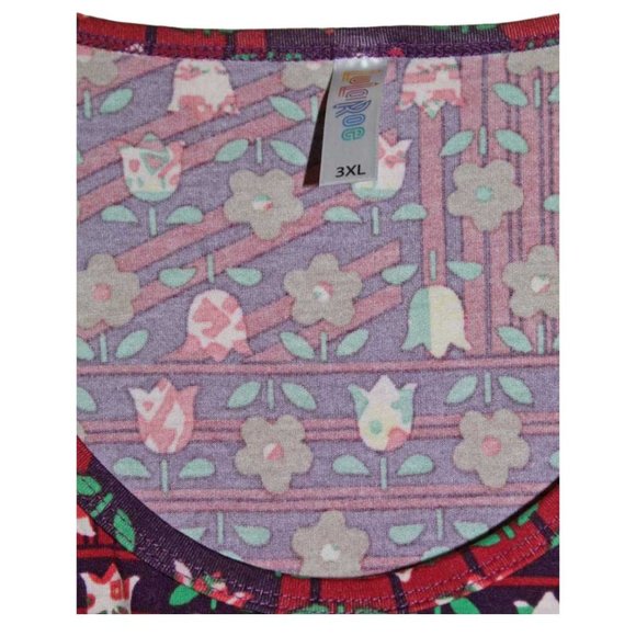 LuLaRoe Perfect Tee Burgundy Geometric Floral 3XL - Picture 3 of 5